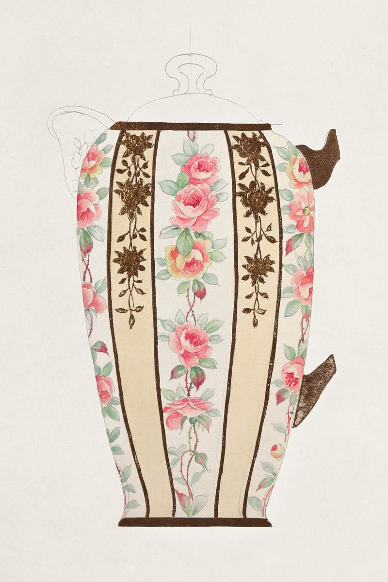 Design for a Milk Pitcher (1880-1910) painting in high resolution by Noritake Factory. Original from The Smithsonian…