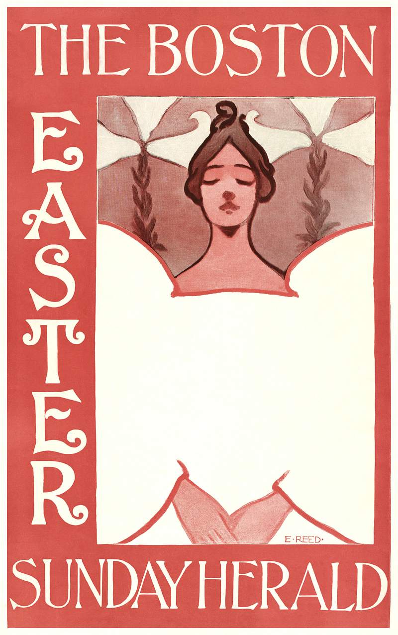 The Boston Easter Sunday Herald (1890–1900) vintage poster of a woman in high resolution by Ethel Reed. Original from…