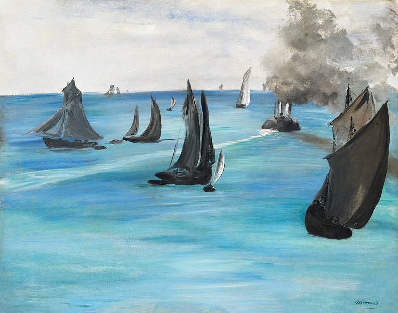 Sea View, Calm Weather (Vue de mer, temps calme), (1864) painting in high resolution by Édouard Manet. Original from…