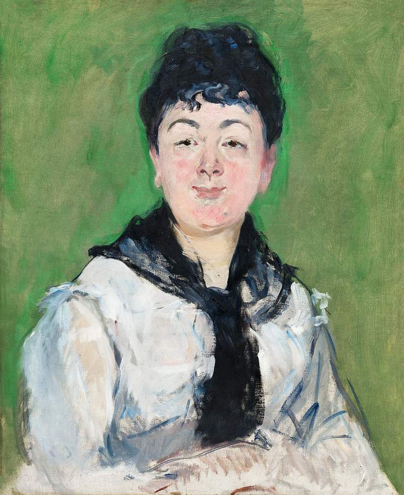 Portrait of a Woman with a Black Fichu (c. 1878) painting in high resolution by Édouard Manet. Original from The Art…