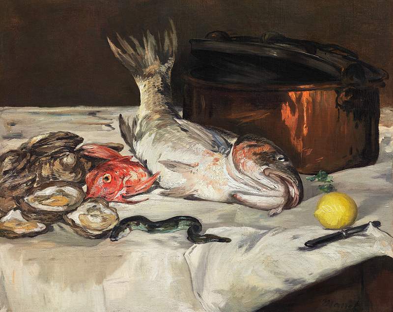 Fish (Still Life), (1864) painting in high resolution by Édouard Manet. Original from The Art Institute of Chicago.…