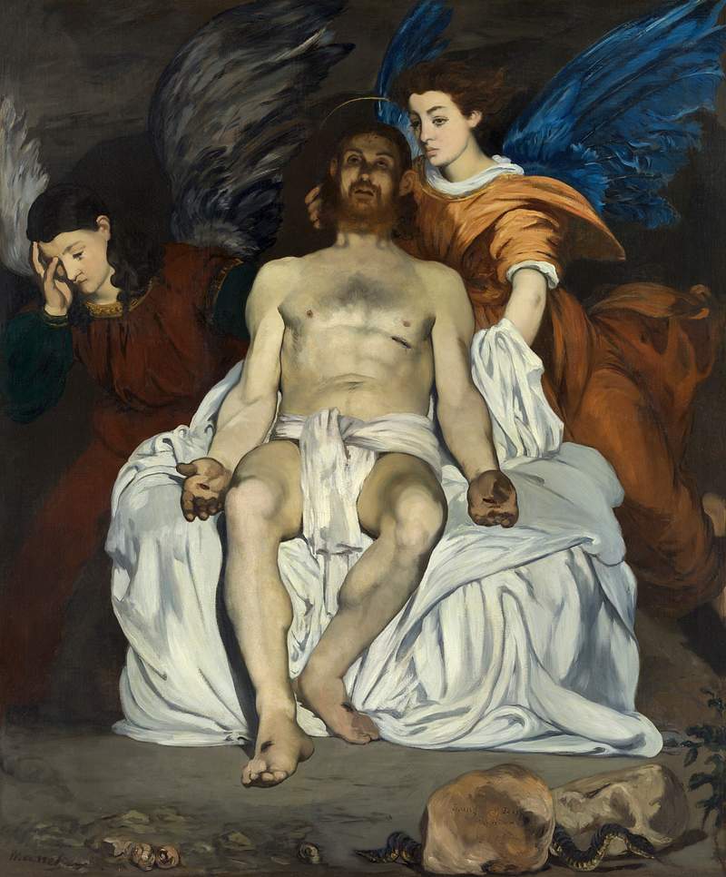 Dead Christ with Angels (1866–1867) print in high resolution by Édouard Manet. Original from The Art Institute…