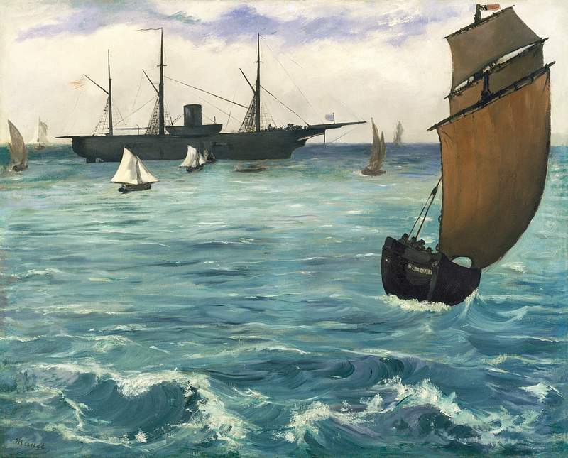 The "Kearsarge" at Boulogne (1864) painting in high resolution by Édouard Manet. Original from The MET. Digitally…