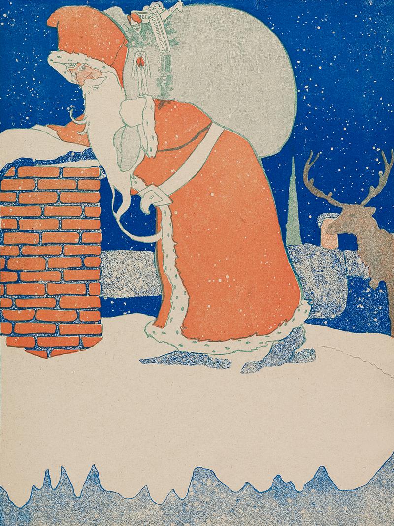 Vintage Santa Claus and reindeer illustration (1901). Vintage Santa Claus and reindeer illustration (1901).