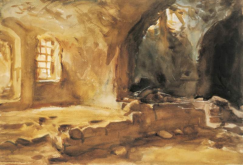 Ruined Cellar—Arras (1918) by John Singer Sargent. Original from The MET Museum. Digitally enhanced by rawpixel.