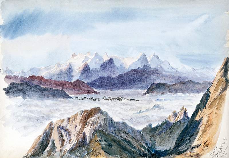 Iselle from Mount Pilatus from Splendid Mountain Watercolours Sketchbook (1870) by John Singer Sargent. Original from The MET…