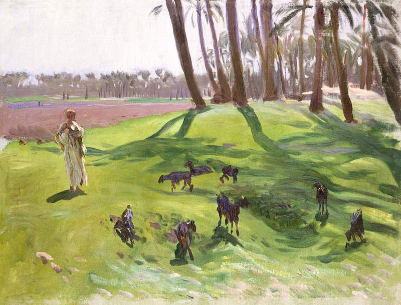 Landscape with Goatherd (ca. 1890–1891) by John Singer Sargent. Original from The MET Museum. Digitally enhanced by…