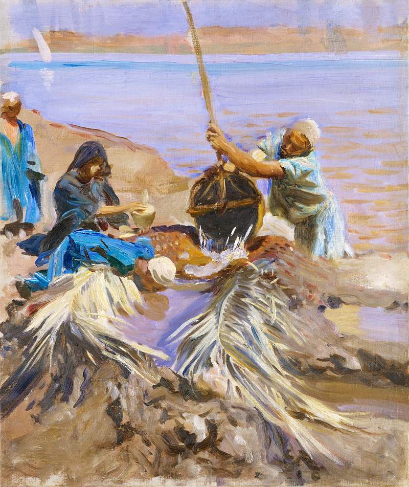 Egyptians Raising Water from the Nile (ca. 1890–1891) by John Singer Sargent. Original from The MET Museum. Digitally…