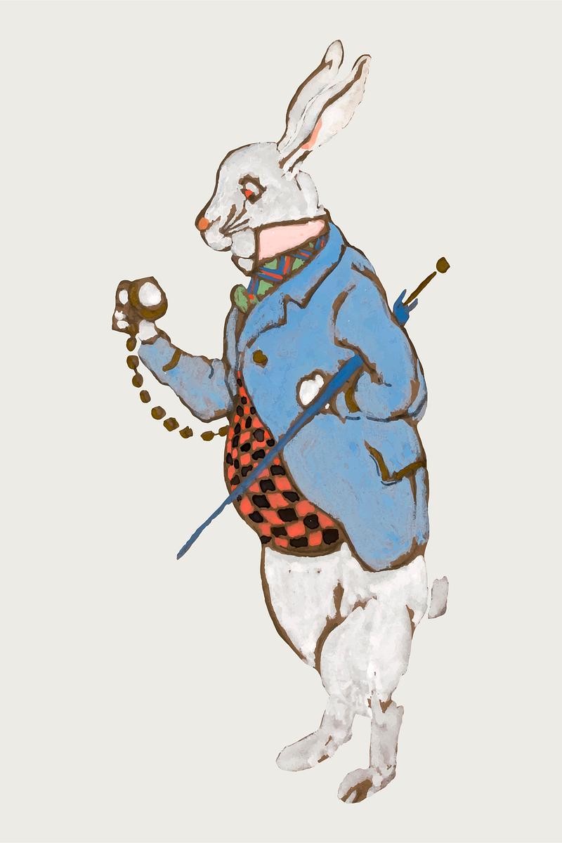 White Rabbit from Lewis Carroll’s… | Royalty free stock Illustration | High Resolution graphic White Rabbit from Lewis Carroll’s Alice’s Adventures in Wonderland character illustration vector, remixed from…