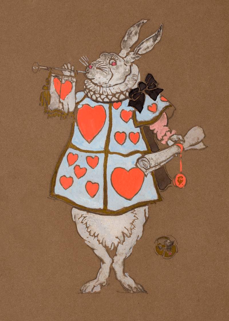 White Rabbit with Herald's Costume Design… | Free public domain illustration White Rabbit with Herald's Costume Design (1915) for Alice in Wonderland in high resolution by William Penhallow Henderson.…
