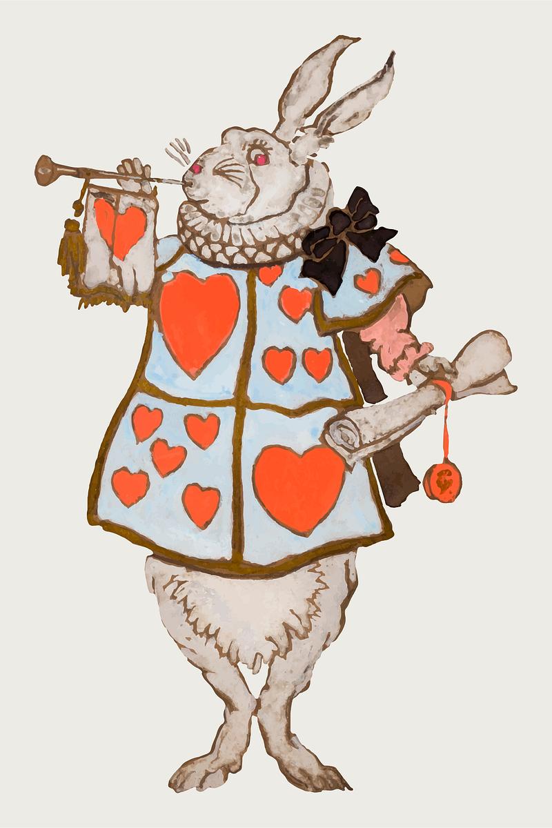 White Rabbit vector from Lewis… | Royalty free stock Illustration | High Resolution graphic White Rabbit vector from Lewis Carroll’s Alice’s Adventures in Wonderland, remixed from drawings by William…