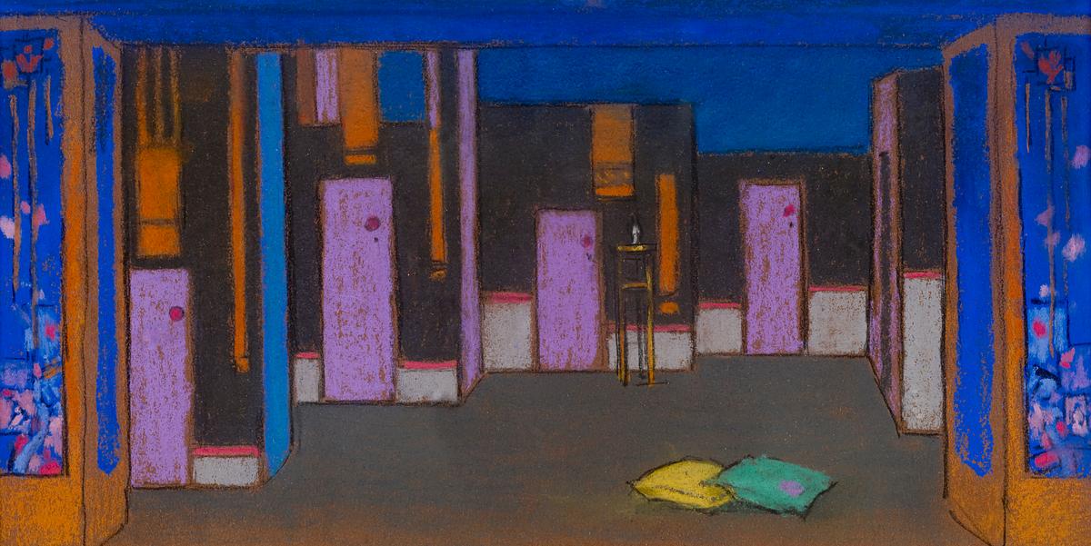 Hall with Doors (1915) Scene Design for Alice… | Free public domain illustration Hall with Doors (1915) Scene Design for Alice in Wonderland in high resolution by William Penhallow Henderson. Original from…
