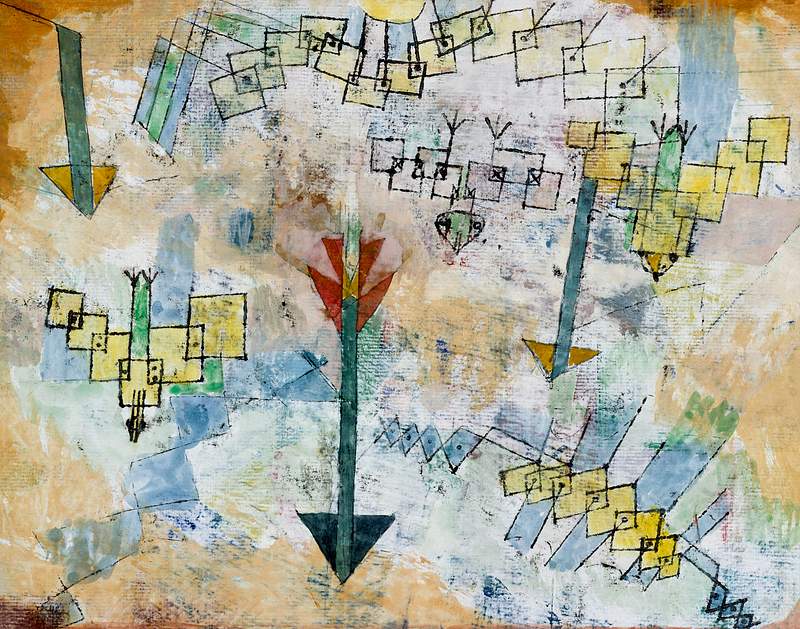 Birds Swooping Down and Arrows (1919) by Paul Klee. Original from The MET Museum. Digitally enhanced by rawpixel.