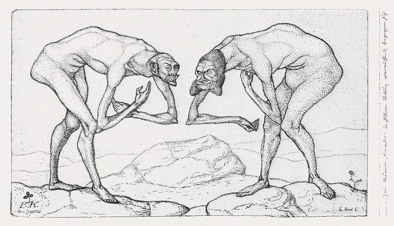 Two Men Meet, Each Believing the Other to Be of Higher Rank (1903) by Paul Klee. Original portrait painting from The Art…