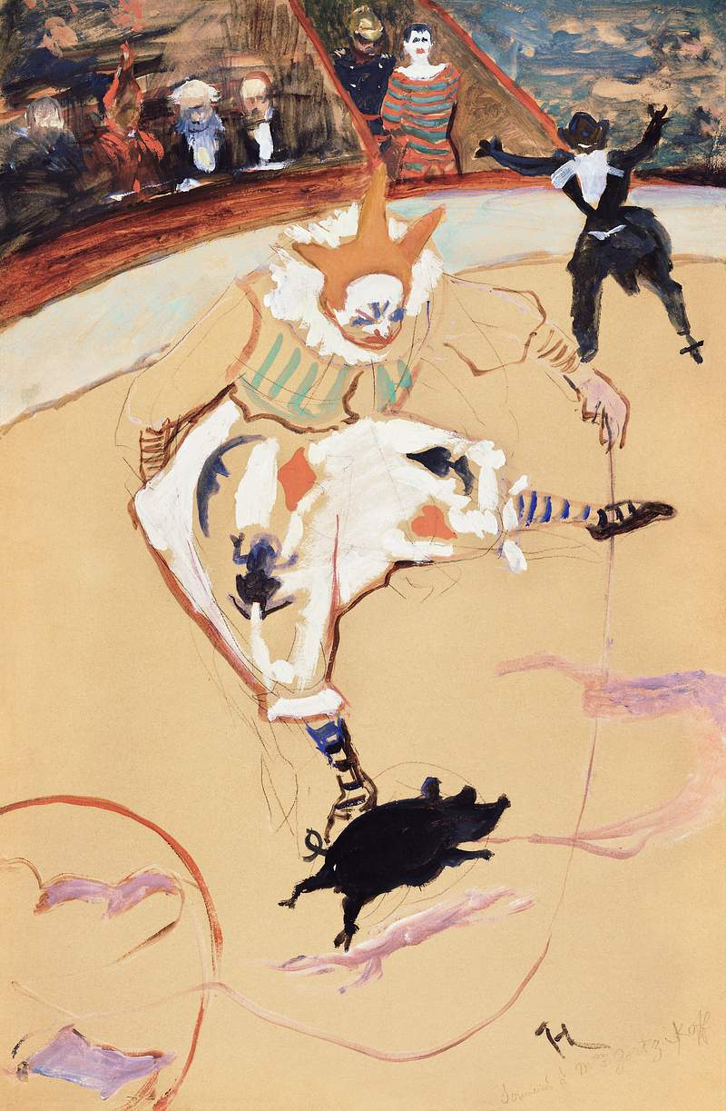 At the Circus Fernando: Medrano with a Piglet (ca. 1889) painting in high resolution by Henri de Toulouse–Lautrec.…
