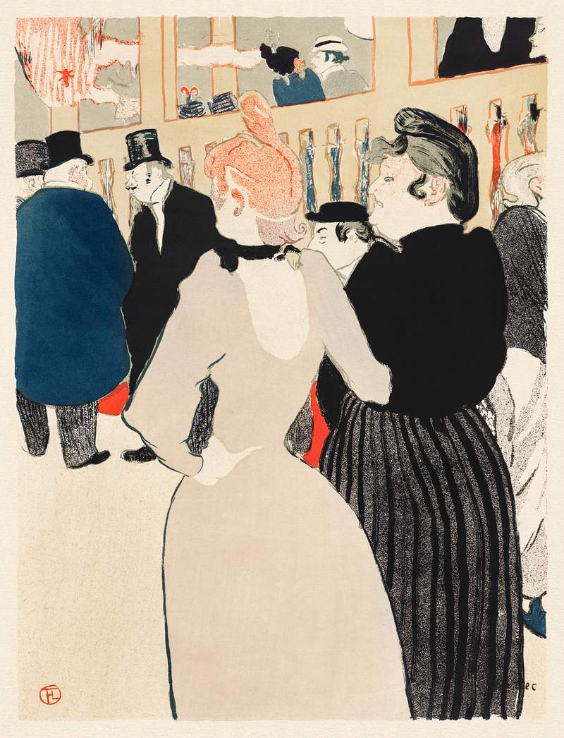 At the Moulin Rouge: La Goulue and Her Sister (1892) print in high resolution by Henri de Toulouse–Lautrec. Original…