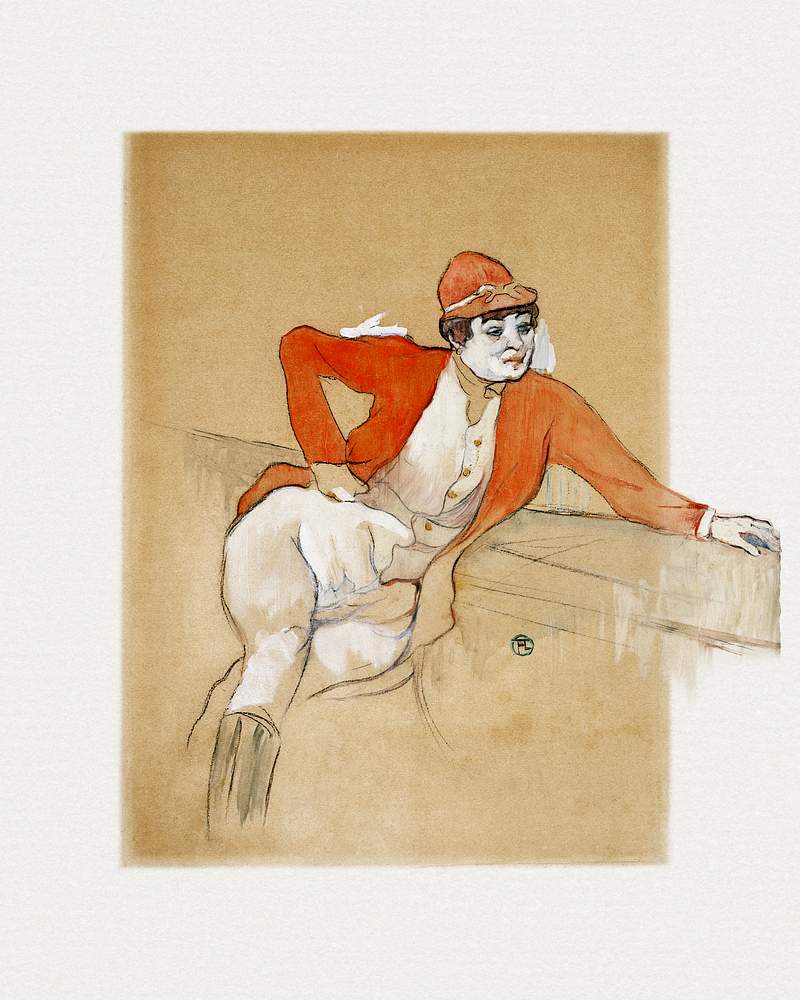 La Macarona in the Costume of a Jockey (1893) painting in high resolution by Henri de Toulouse–Lautrec. Original from…