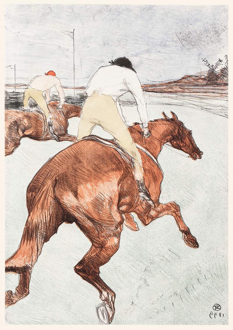 The Jockey (1899) print in high resolution by Henri de Toulouse–Lautrec. Original from The Sterling and Francine Clark…