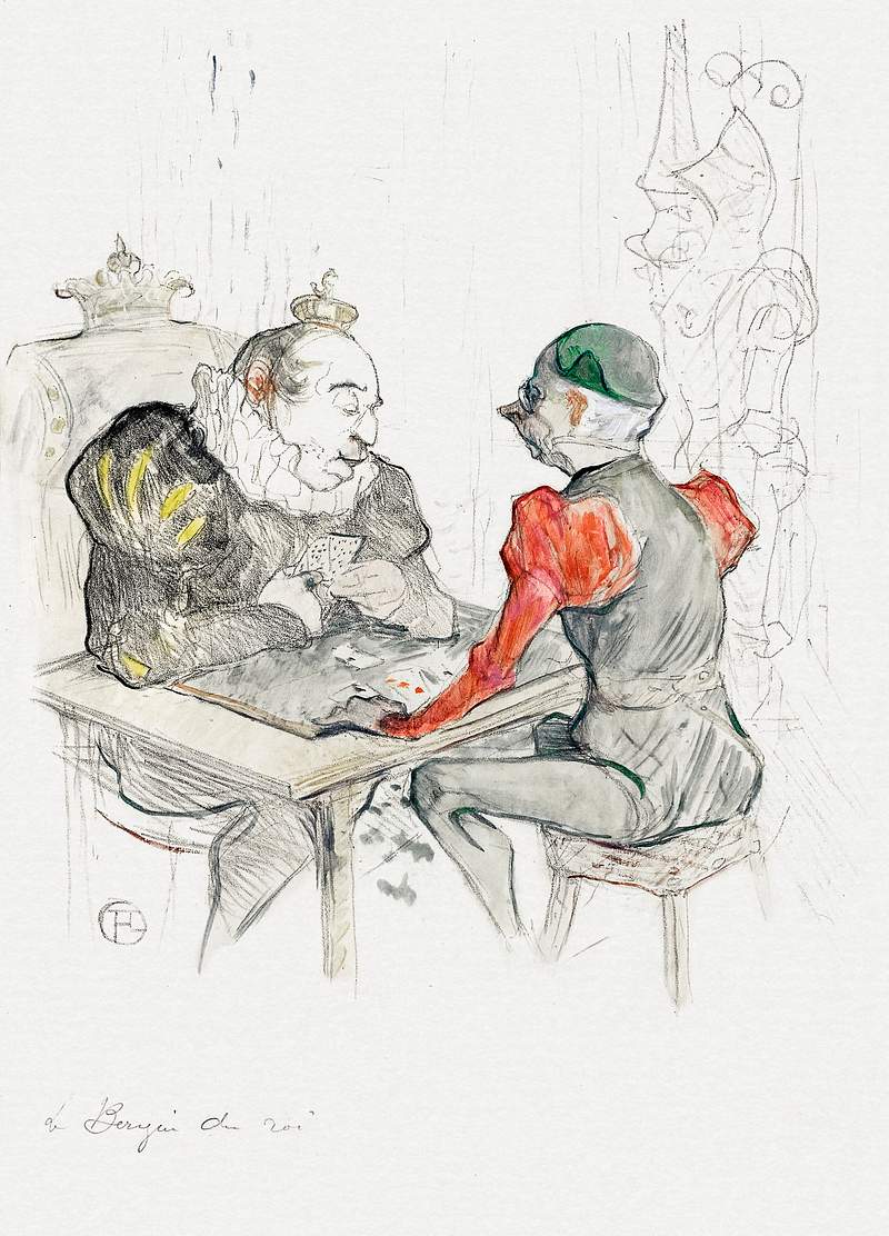 Le bézigue (1895) print by Henri de Toulouse–Lautrec.. Original from The Art Institute of Chicago. Digitally…