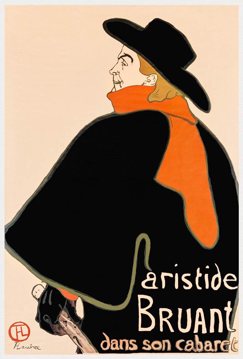Aristide Bruant in his Cabaret (1893) print in high resolution by Henri de Toulouse–Lautrec. Original from Minneapolis…