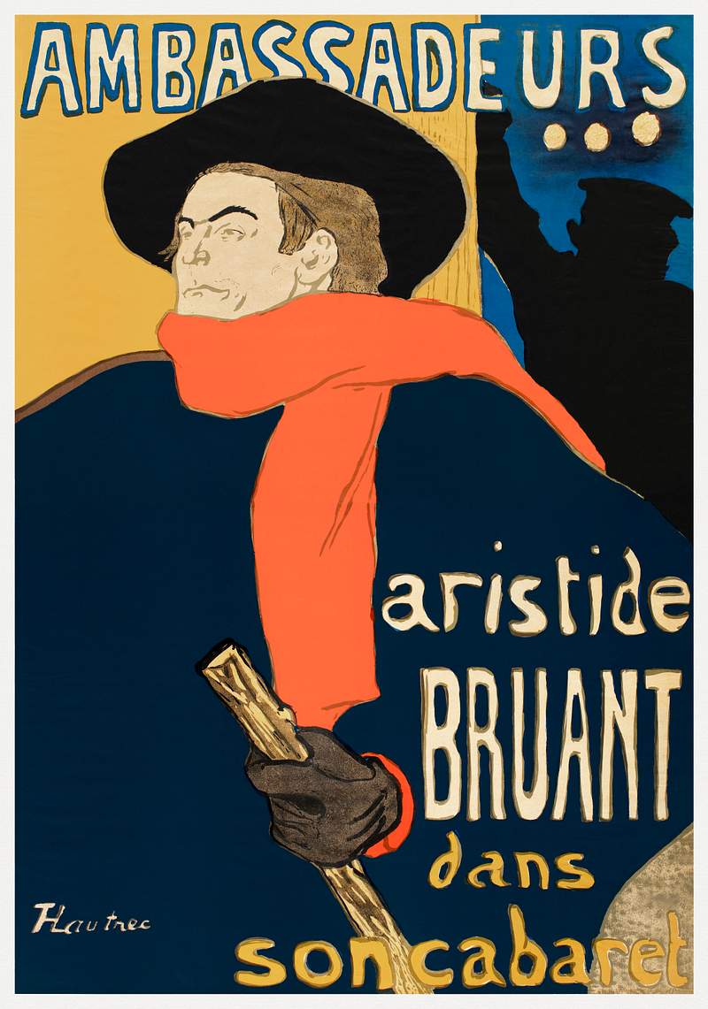 Ambassadeurs: Aristide Bruant dans son cabaret (1892) print in high resolution by Henri de Toulouse–Lautrec. Original…