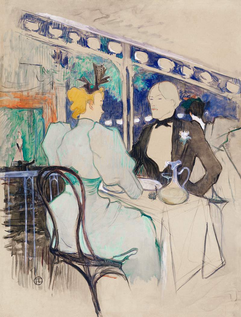 Fashionable People at Les Ambassadeurs (Aux Ambassadeurs: Gens Chic) (1893) painting by Henri de Toulouse–Lautrec.…