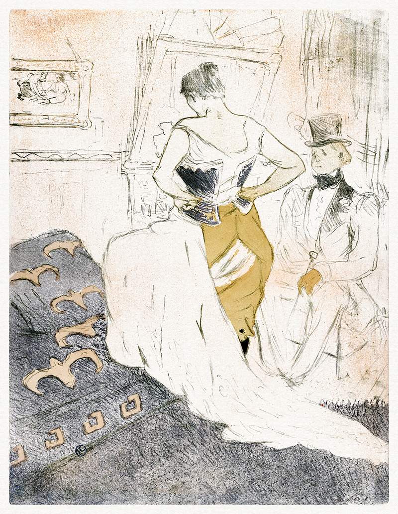 Fastening a Corset (1896) print in high resolution by Henri de Toulouse–Lautrec. Original from The MET Museum.…