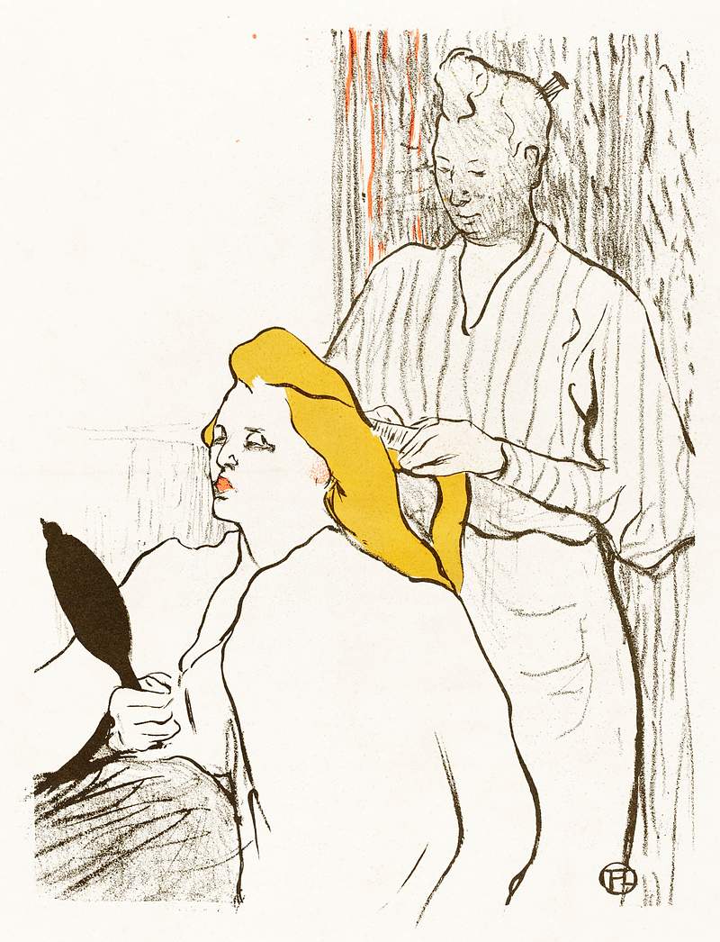 The Hairdresser (1893) print in high resolution by Henri de Toulouse–Lautrec. Original from National Gallery of Art.…