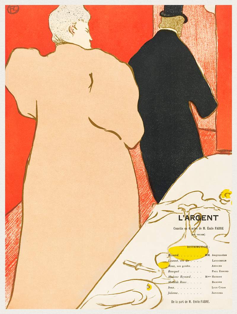 L'Argent (1895) print by Henri de Toulouse–Lautrec. Original from National Gallery of Art. Digitally enhanced by…