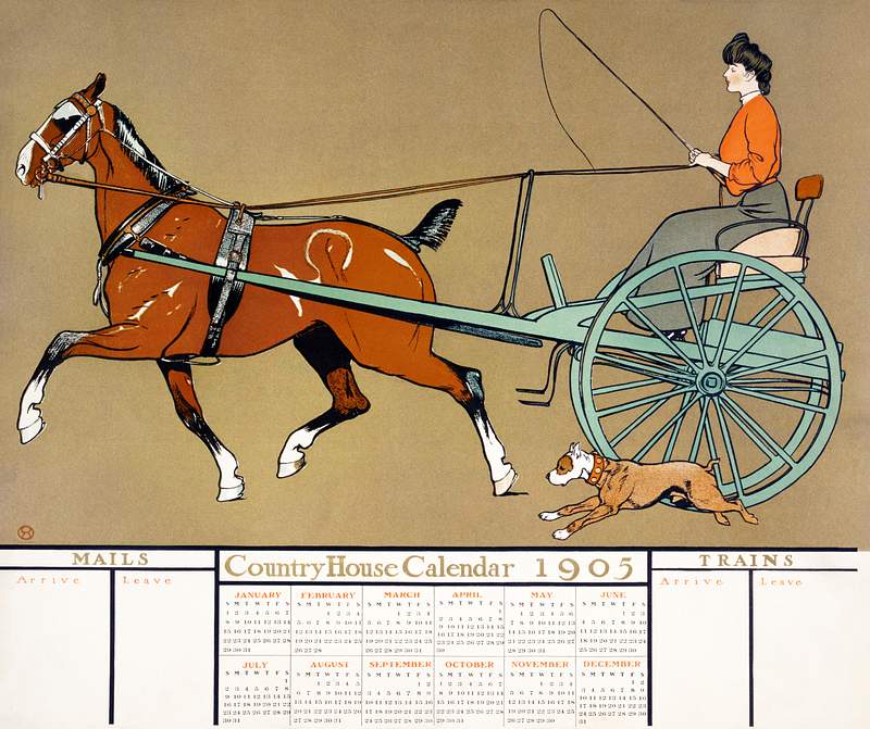 Country House calendar 1905 print in high resolution by Edward Penfield. Original from Library of Congress. Digitally…