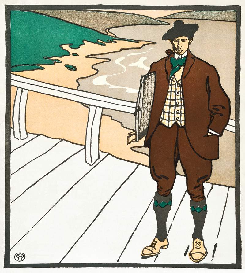 Man smoking a pipe (1899) print in high resolution by Edward Penfield. Original from The New York Public Library. Digitally…