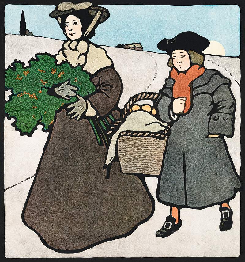 Vintage Christmas (1899) print in high resolution by Edward Penfield. Original from The New York Public Library. Digitally…