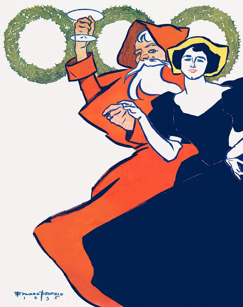 Vintage Christmas (1895) print in high resolution by Edward Penfield. Original from The New York Public Library. Digitally…