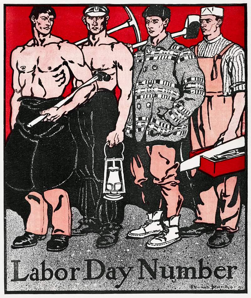Labour Day Number (ca. 1890–1907) print in high resolution by Edward Penfield. Original from The New York Public…