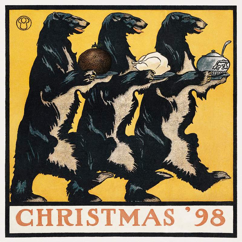 Vintage Christmas '98 (1898) print in high resolution by Edward Penfield. Original from The MET Museum. Digitally enhanced by…