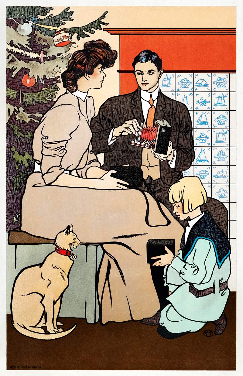 Vintage Christmas Poster (ca. 1890–1907) print in high resolution by Edward Penfield. Original from The New York Public…