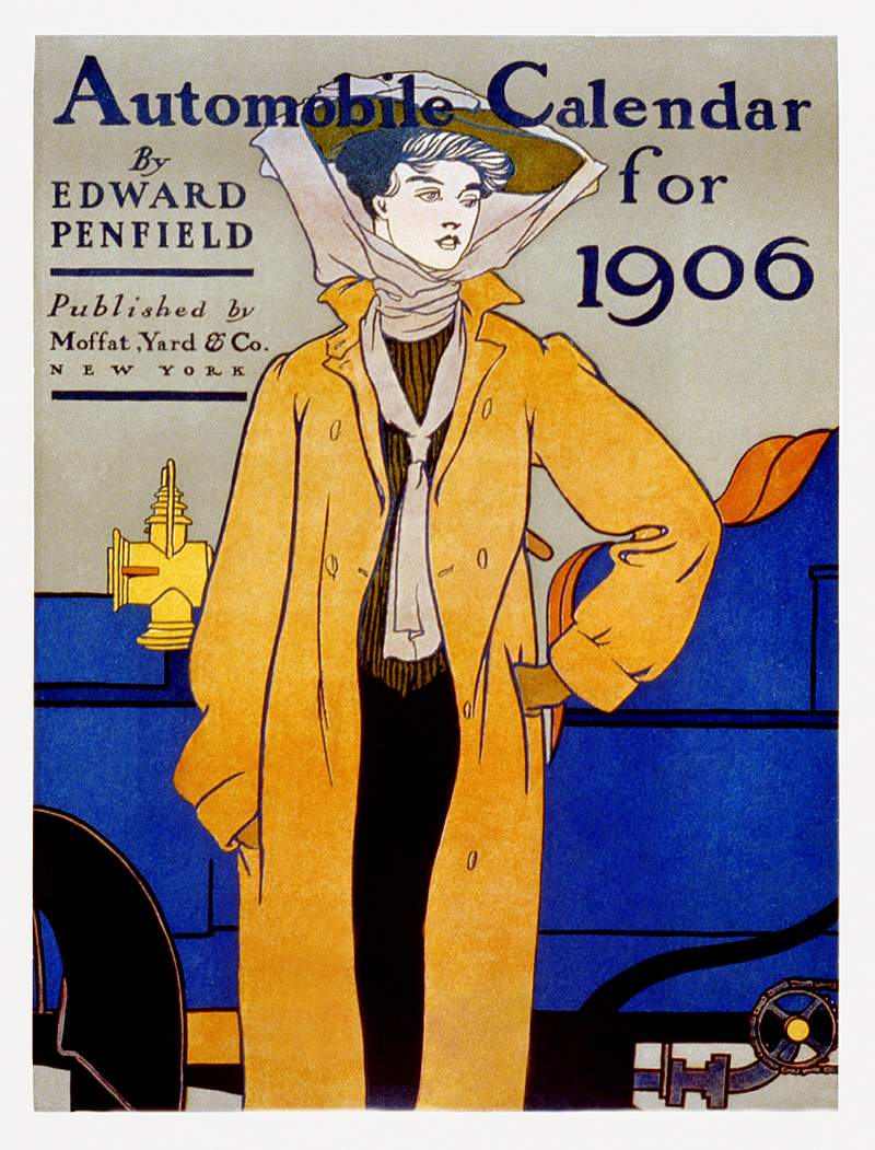Automobile calendar for 1906 (ca. 1905) print in high resolution by Edward Penfield. Original from Library of Congress.…