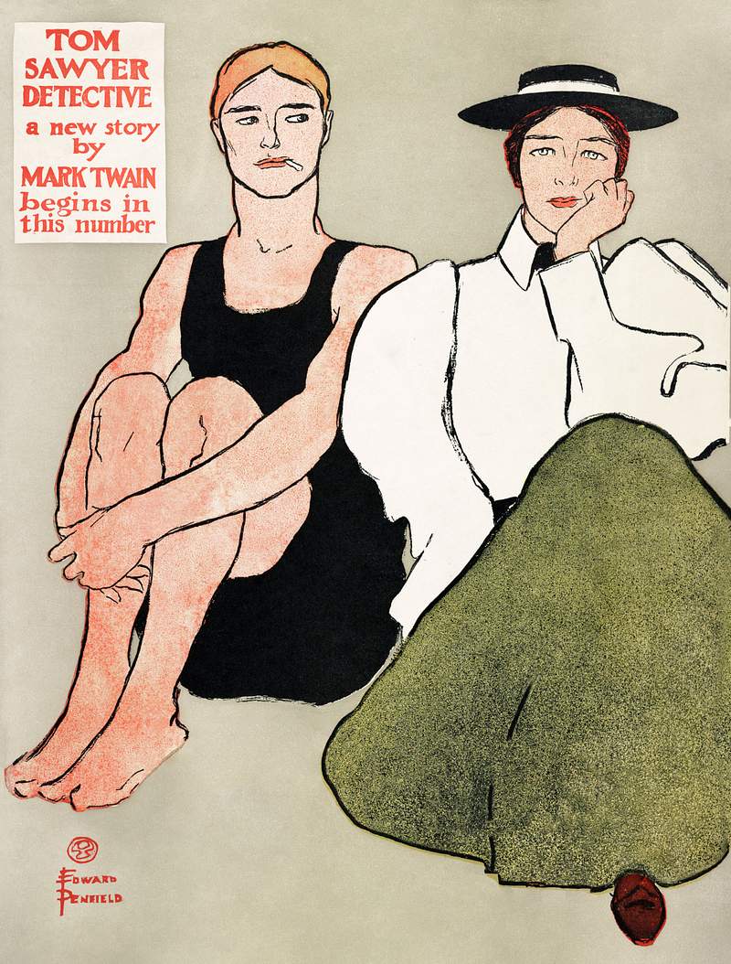 Two seated women (1896) print in high resolution by Edward Penfield. Original from Library of Congress. Digitally enhanced by…