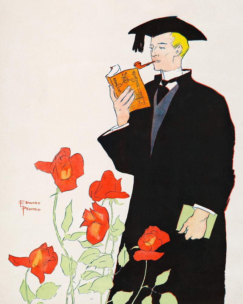 Man in academic dress (1895) print in high resolution by Edward Penfield. Original from Library of Congress. Digitally…