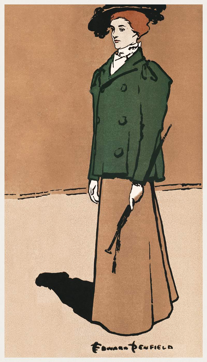 Female equestrian holding a whip (1897) print in high resolution by Edward Penfield. Original from Library of Congress.…