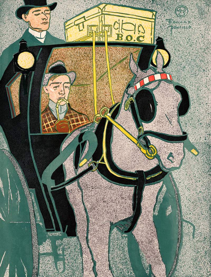 Man in carriage (1896) print in high resolution by Edward Penfield. Original from Library of Congress. Digitally enhanced by…