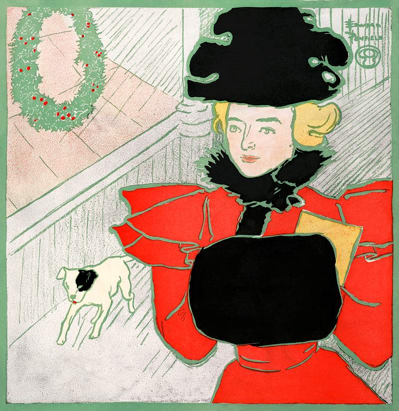 Vintage Christmas card (1896) print in high resolution by Edward Penfield. Original from Library of Congress. Digitally…