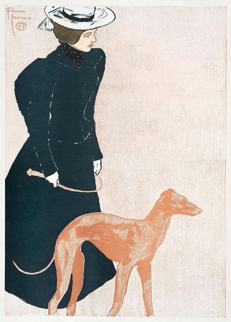 Woman with Greyhound (1897) print in high resolution by Edward Penfield. Original from The New York Public Library. Digitally…