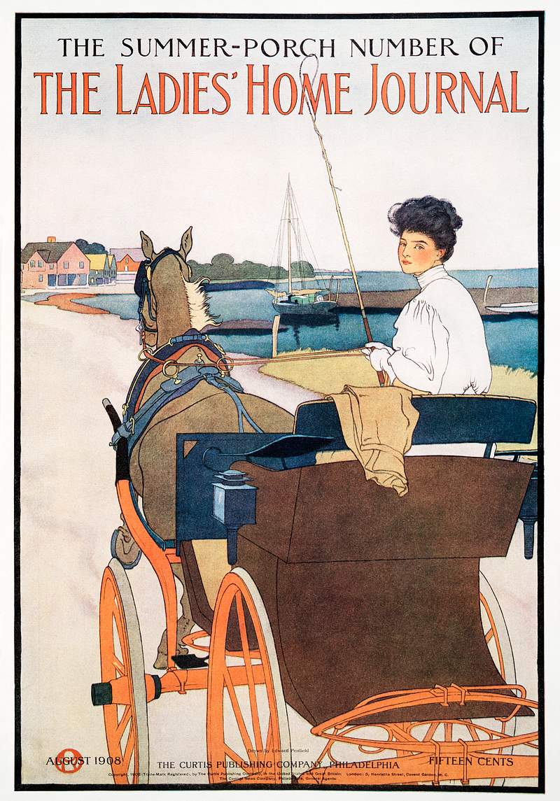 The Summer–Porch Number of The Ladies' Home Journal (1908) print in high resolution by Edward Penfield. Original from…
