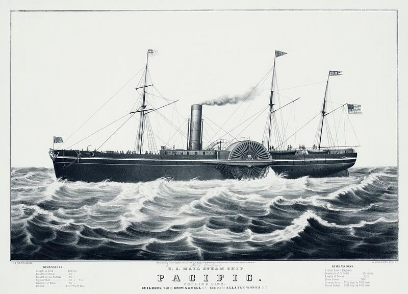 U.S mail steam ship The Pacific, illustrated by N. Currier. Original from Library of Congress. Digitally enhanced by rawpixel. U.S mail steam ship The Pacific, illustrated by N. Currier. Original from Library of Congress. Digitally enhanced by…