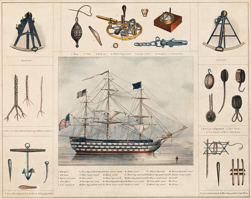 A lithograph illustration of a ship and… | Free public domain illustration A lithograph illustration of a ship and interiors by Peter Duval. Original from Library of Congress. Digitally enhanced by…