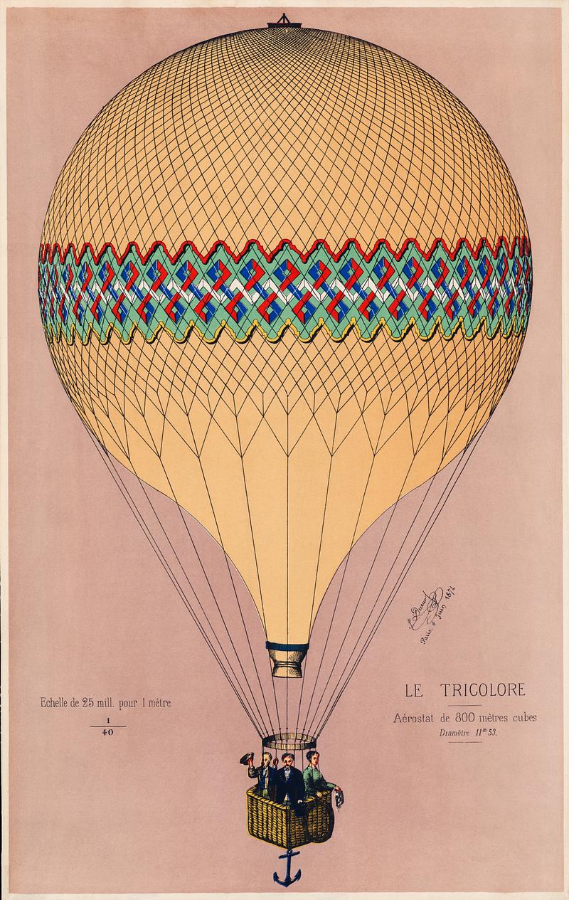 The Tricolor balloon ascension in Paris, June 6th 1874. Original from Library of Congress. Digitally enhanced by rawpixel. The Tricolor balloon ascension in Paris, June 6th 1874. Original from Library of Congress. Digitally enhanced by rawpixel.