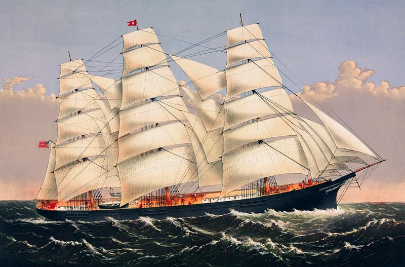 Clipper Ship Three Brothers Clipper Ship Three Brothers, the largest sailing ship in the world published by Currier & Ives. Original from Library of…