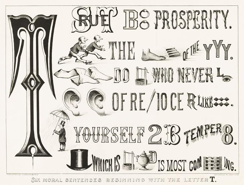 Six Moral Sentences beginning with the Letter… | Free public domain illustration Six Moral Sentences beginning with the Letter T published by Currier & Ives (c.1875). Original from Library of Congress.…