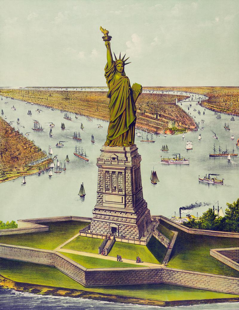 The Great Bartholdi Statue, Liberty Enlightening the World, published by Currier & Ives. Original from Library of Congress. Digitally enhanced by rawpixel. The Great Bartholdi Statue, Liberty Enlightening the World, published by Currier & Ives. Original from Library of Congress.…